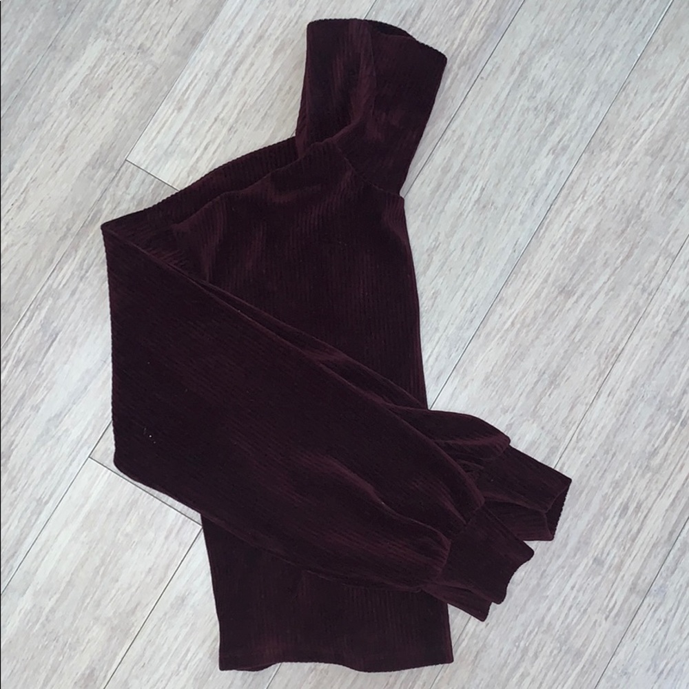 Bershka Marion Velvet Ridged Turtleneck Sweater